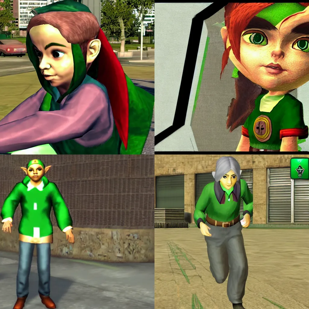 Prompt: Saria from Ocarina of time in gta 4 loading screen