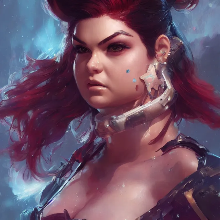 Image similar to A portrait of Ariel Winter as space pirate mercenary by Ruan Jia and Mandy Jurgens and Artgerm and william-adolphe bouguerea, highly detailed, trending on artstation, award winning,