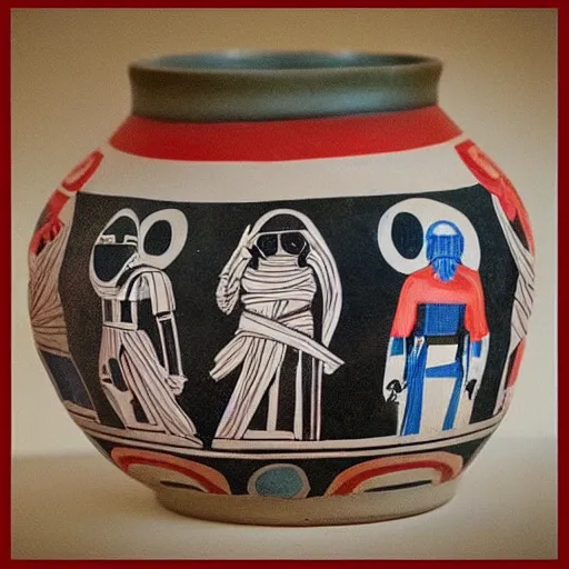 Prompt: star wars as greek pottery art