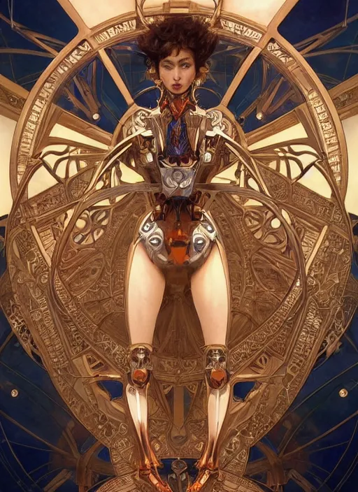 Image similar to mechanical humanoid, masterpiece, intricate, elegant, highly detailed, digital painting, artstation, concept art, smooth, sharp focus, illustration, art by artgerm and greg rutkowski and alphonse mucha and uang guangjian and gil elvgren and sachin teng, symmetry!!, symmetrical, symmetry, mirrored!!!!!