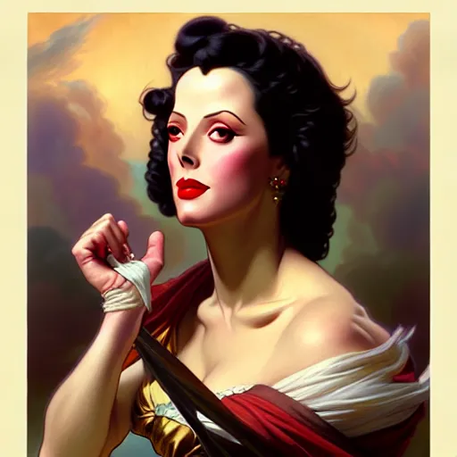 Prompt: a fantasy style portrait painting of hedy lamarr hybrid in the style of francois boucher oil painting unreal 5 daz. rpg portrait, extremely detailed artgerm greg rutkowski alphonse mucha greg hildebrandt tim hildebrandt