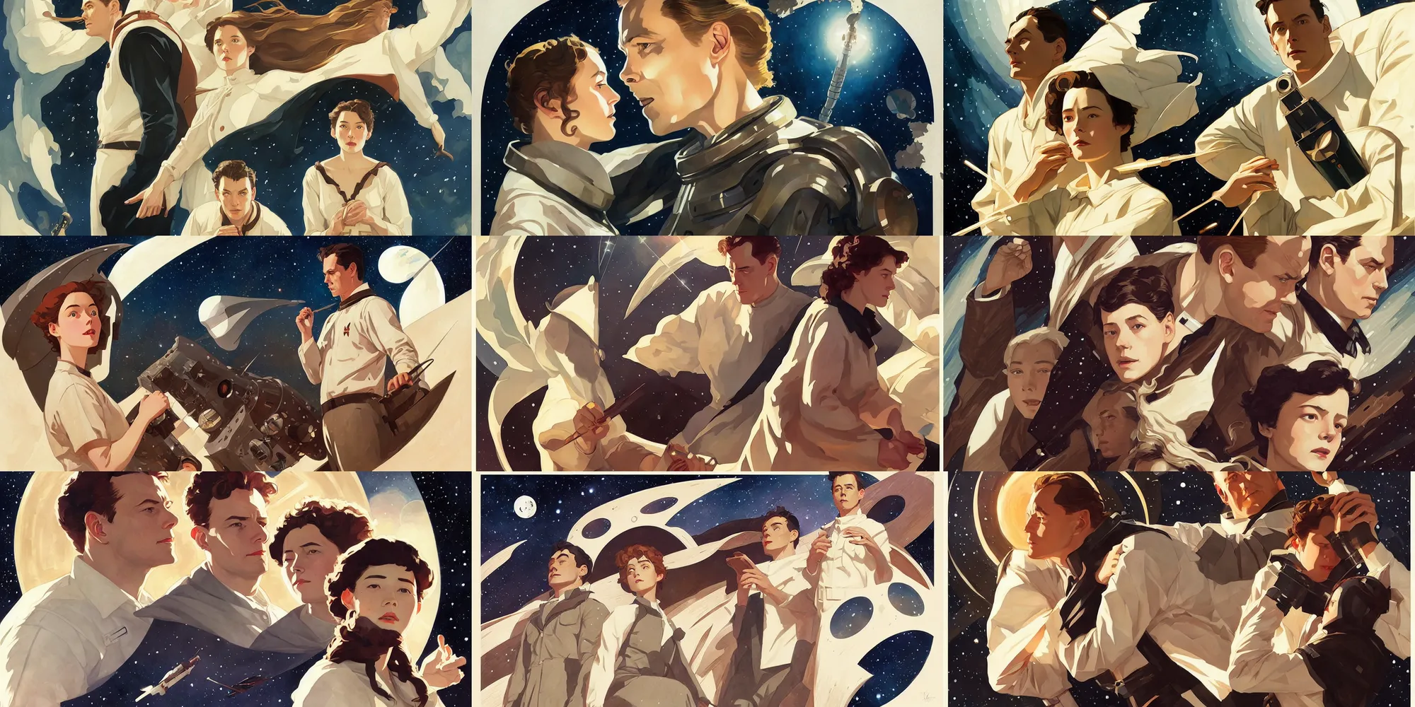 Prompt: interstellar, in the style of studio ghibli, j. c. leyendecker, greg rutkowski, artem