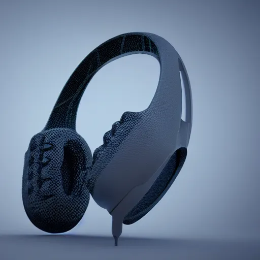 Image similar to headphones, futuristic, techno, cyberpunk, product design, 3 d render, concept, fun, swag, industrial design