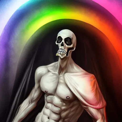 Prompt: Male Rainbow Grim Reaper, artstation