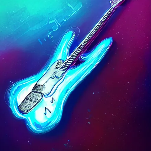 Image similar to a magical guitar, glowing effect, devainart,concept art trending on artstation, hyperreal, hyperdetailed, 8k,hd