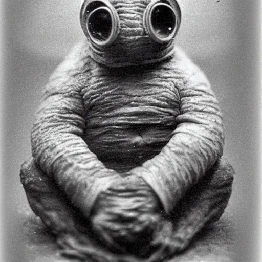 Image similar to tardigrade!!! humanoid. daguerreotype portrait photograph. inspired by gerard grom and ansel adams. beautiful. cute. happy. highly detailed. old timey.