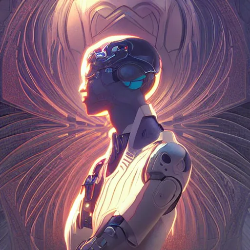 Image similar to symmetry! fractal futuristic robotic, apex legends, epic lighting, sketch illustration, ultra detailed, art by artgerm and greg rutkowski and alphonse mucha