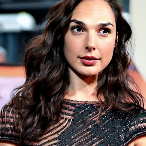 Prompt: two halves of a cat, gal gadot.