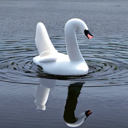 Prompt: elegant robotic swan smimming on water