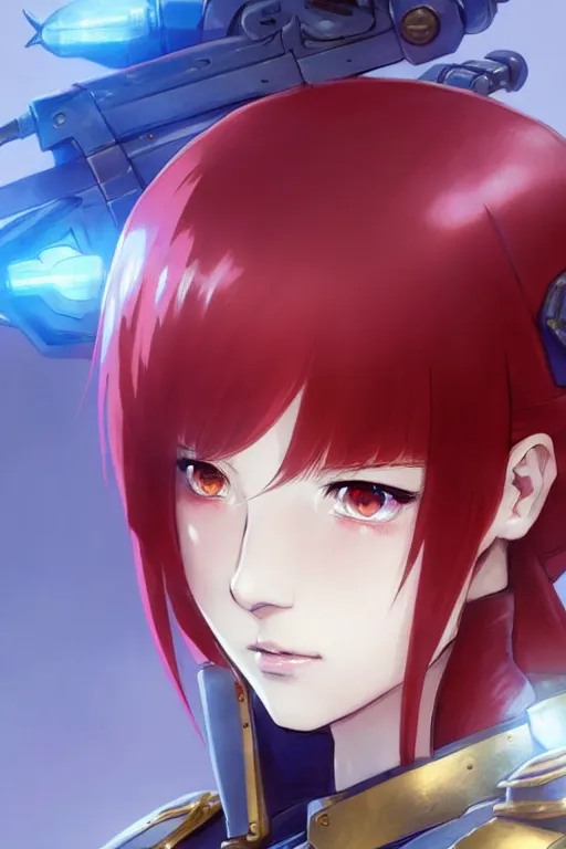 Image similar to portrait of Anime sister of battle, Warhammer 40000, cute-fine-face, red-short-hair pretty face, realistic shaded Perfect face, fine details. Anime. realistic shaded lighting by Ilya Kuvshinov katsuhiro otomo ghost-in-the-shell, magali villeneuve, artgerm, rutkowski, WLOP Jeremy Lipkin and Giuseppe Dangelico Pino and Michael Garmash and Rob Rey