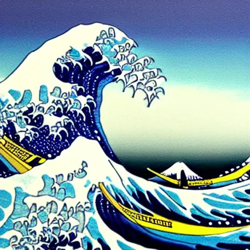 Image similar to the great wave painting filled with pokemon