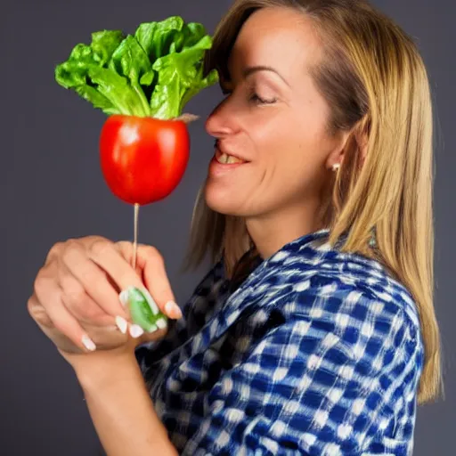 Image similar to a stock image of a lady eating a salad