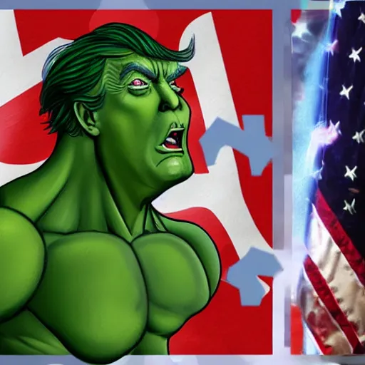 Image similar to donald trump as hulk