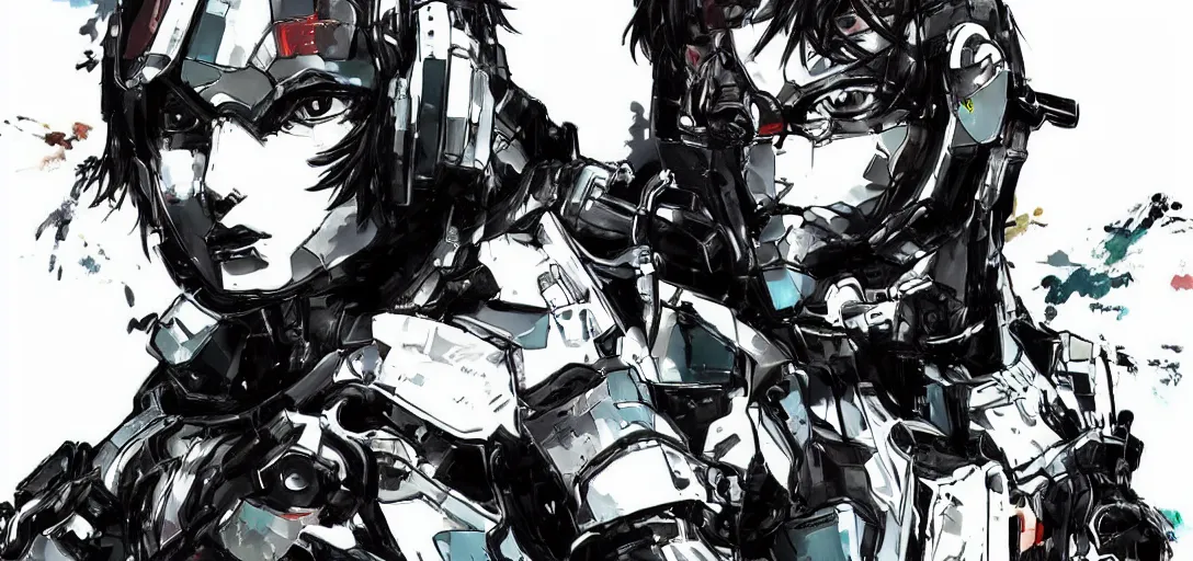 Image similar to beautiful ai robot in the style of yoji shinkawa