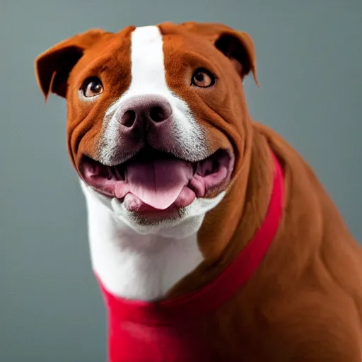 Image similar to red nose american pit bull holding a gun