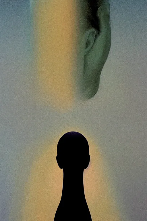 Image similar to woman wearing oculus and digital glitch head edward hopper and james gilleard, zdzislaw beksisnski, higly detailed