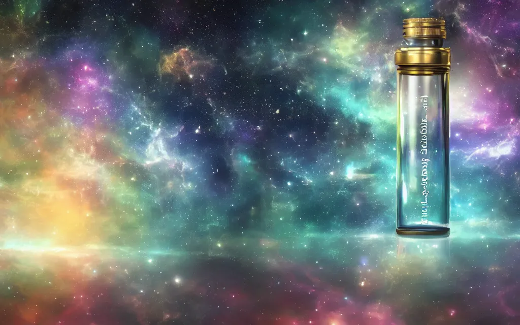 Prompt: A render of the Universe in a bottle. 4K HD Wallpaper. Premium Prints Available