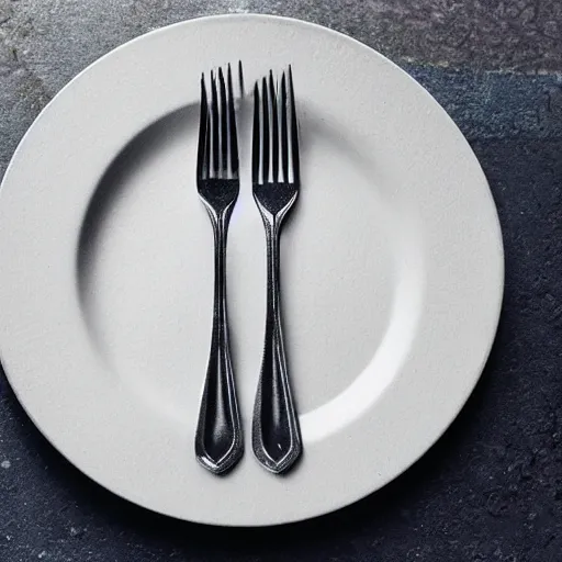 Prompt: a fork made of sand, realistic, ultra high detail, the fork is on a plate, the plate is on a wooden table.