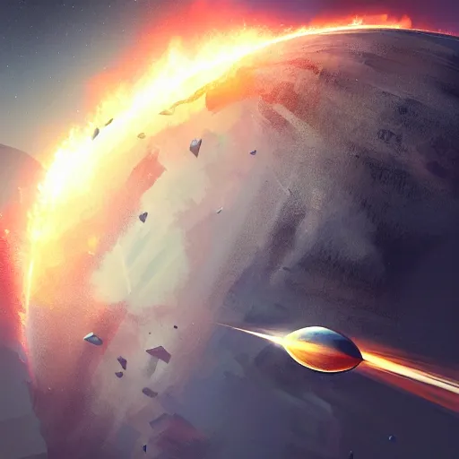 Prompt: meteor heading towards earth, stylized, artgerm, artstation, hd, cgsociety, cgi, realistic, dramatic, cinematic, artistic, trending, detailed