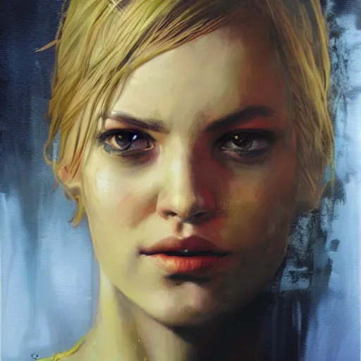 Prompt: portrait of skylar white, artwork by guy denning and charlie bowater,