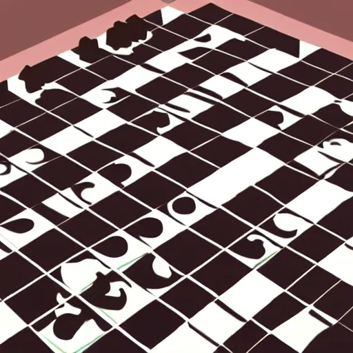 Image similar to a chessboard made of cake. Digital art.