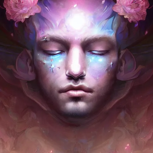 Image similar to a metaphysical flower king, mystical cosmic messenger, 4 k digital illustration by artgerm, wlop, james jean, andrei riabovitchev, marc simonetti, yoshitaka amano, artstation, cgsociety