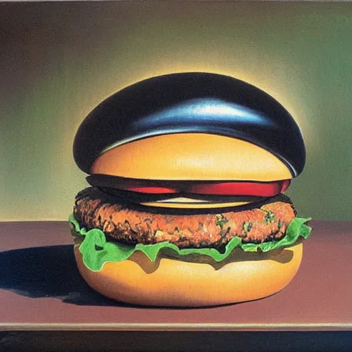 Prompt: Burger, painting by Salvador Dali