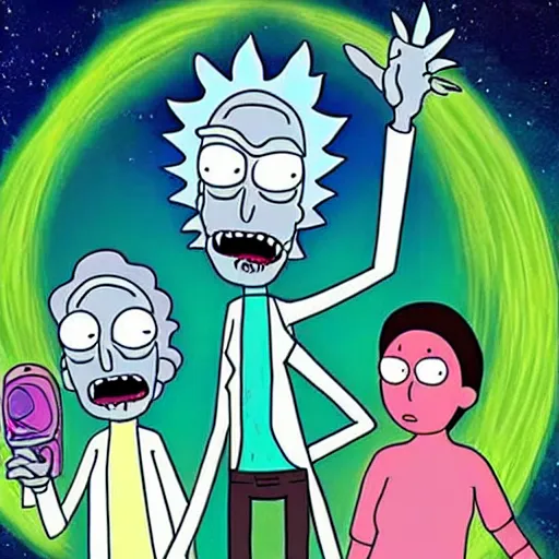 Image similar to alien rick and morty forever and forever a hundred years! g