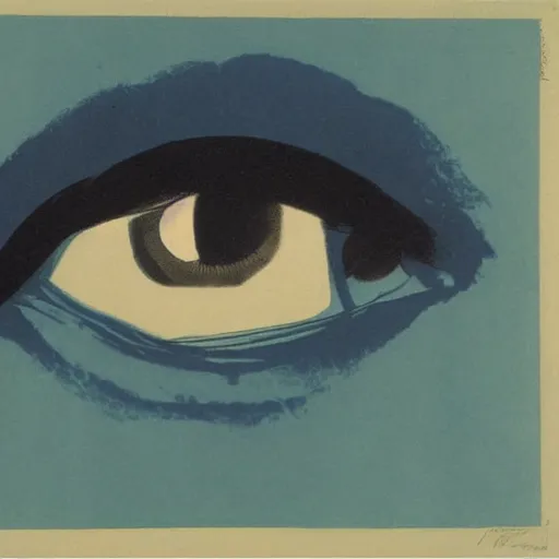 Image similar to tired by andy warhol, by edwin henry landseer warm blue, costume. a illustration of a large eye that is looking directly at the viewer. the eye is composed of a myriad of colors & patterns, & it is surrounded by smaller eyes.