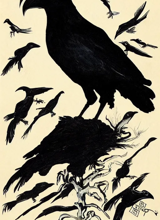 Image similar to raven bird cover art by joseph michael lisner, masterpiece ink illustration,