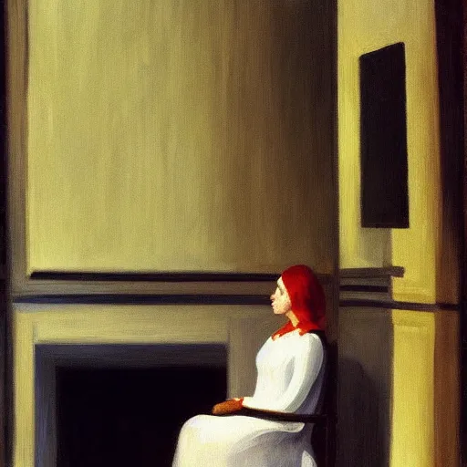 Image similar to painting of a ghost in a living room by Edward hopper