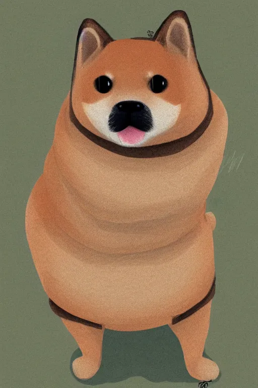 Prompt: portrait of an overweight shiba inu, male, fursona, furry art