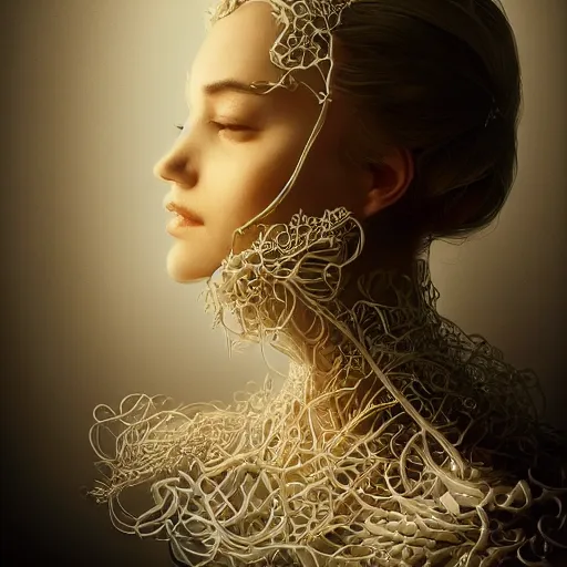 Prompt: the portrait of an incredibly beautiful, graceful, elegant, and sophisticated young woman made of garlic bulbs, an ultrafine detailed illustration by kim jung gi, irakli nadar, intricate linework, bright colors, final fantasy, vanitas, unreal engine highly rendered, global illumination, radiant light, detailed and intricate environment