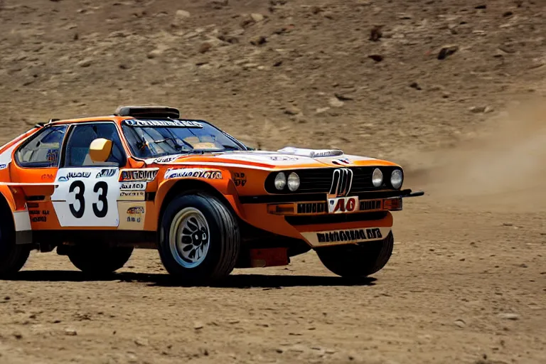 Prompt: 1 9 7 4 bmw m 1 testarossa fj 4 0, dakar rally footage, speed, bladerunner