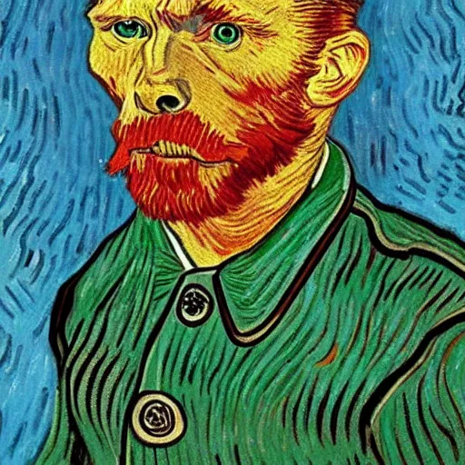 Image similar to communist retarded wolf, van gogh style