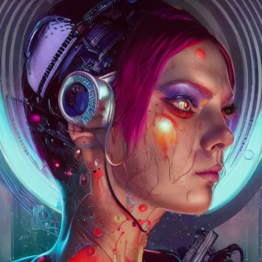 Prompt: beautiful portrait of lofi cyberpunk Leeloo by Tristan Eaton and Stanley Artgerm and Tom Bagshaw, Greg Rutkowski Carne_Griffiths