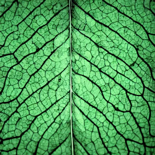 Prompt: a leaf of mint with circuit board paths instead of veins