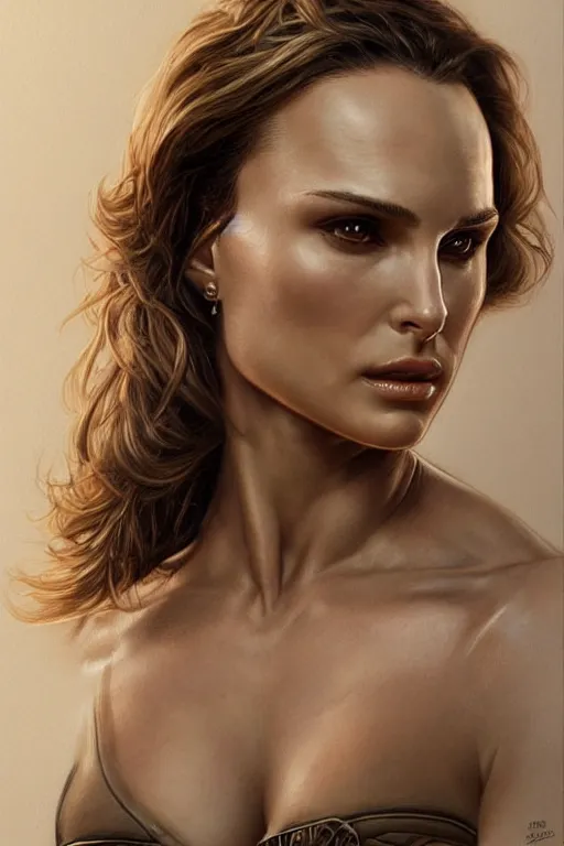 Image similar to muscled Natalie Portman as a ruggedly handsome hero, intricate, elegant, highly detailed, centered, digital painting, artstation, concept art, smooth, sharp focus, illustration, art by artgerm and donato giancola and Joseph Christian Leyendecker, Ross Tran, WLOP