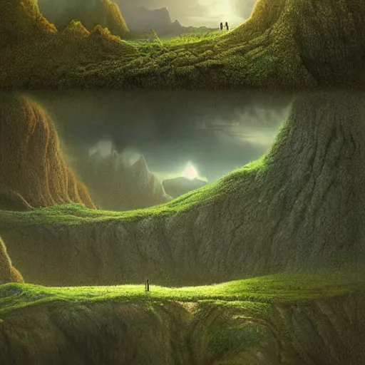 Image similar to digital art of a lush natural scene on an alien planet by michal klimczak ( shume ). extremely detailed. science fiction. beautiful landscape. weird vegetation. cliffs and water.