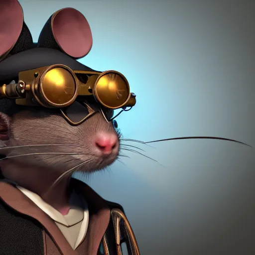 A rat with steampunk googles with unreal engine stable diffusion