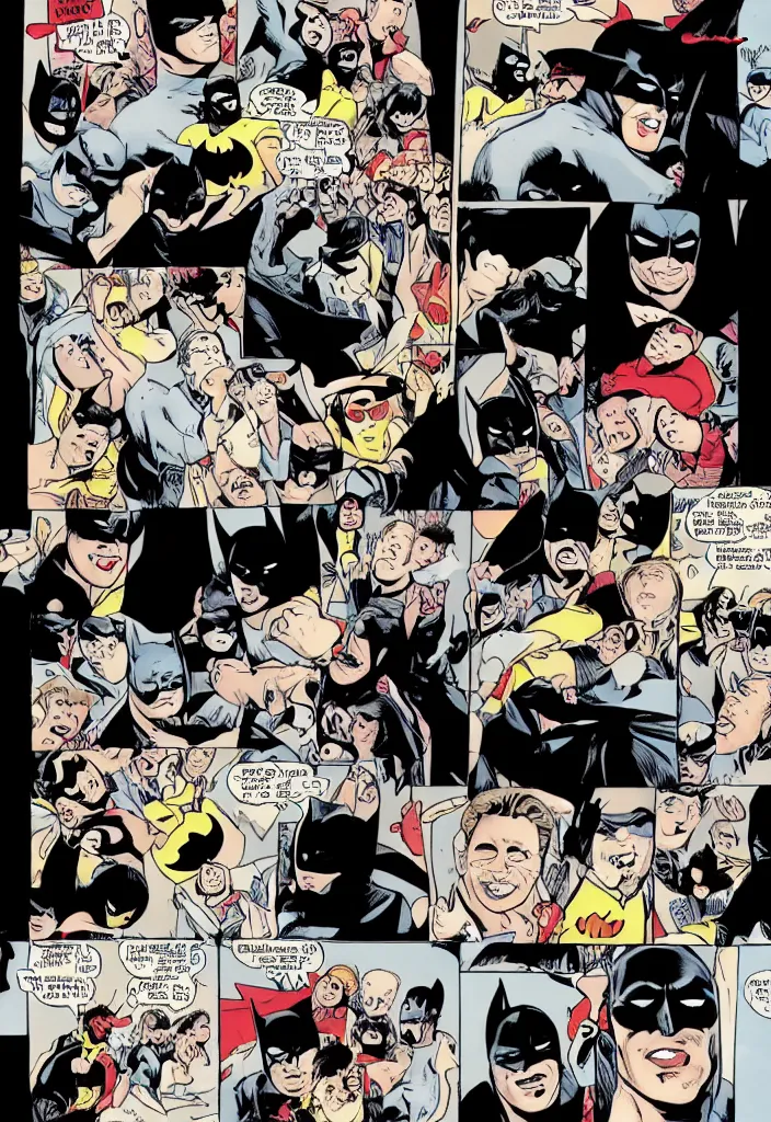 Prompt: Batman and Yoko Ono crossover comic book