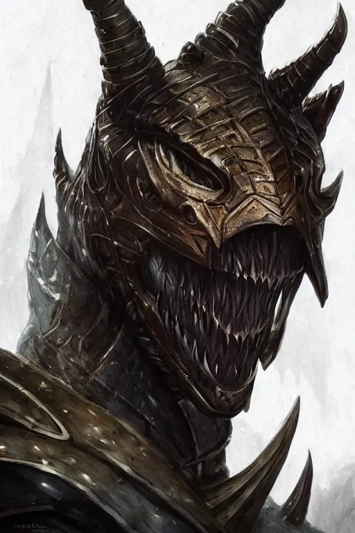 Image similar to dragonborn warlock, d & d, fantasy, humanoid dragon portrait, highly detailed, headshot, digital painting, trending on artstation, concept art, sharp focus, illustration, art by artgerm and greg rutkowski and magali villeneuve