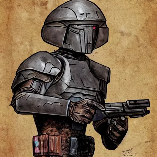 Image similar to armored alien trooper with weapons, art by marco patrito