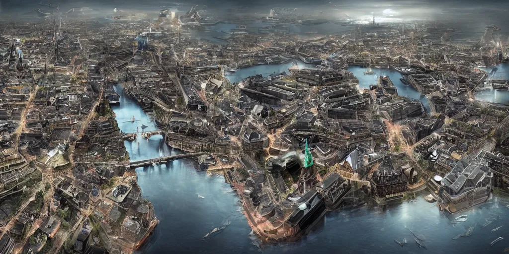 Prompt: futuristic photo of Amsterdam in a sci-fi style, 8K, hyper realistic, very detailed,