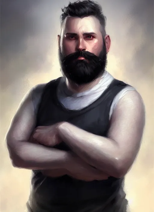 Image similar to a _ fantasy _ style _ portrait _ painting _ of white male short black hair chubby disconnected beard, rpg dnd oil _ painting _ unreal _ 5 _ daz. _ rpg _ portrait _ extremely _ detailed _ artgerm _ greg _ rutkowski _ greg