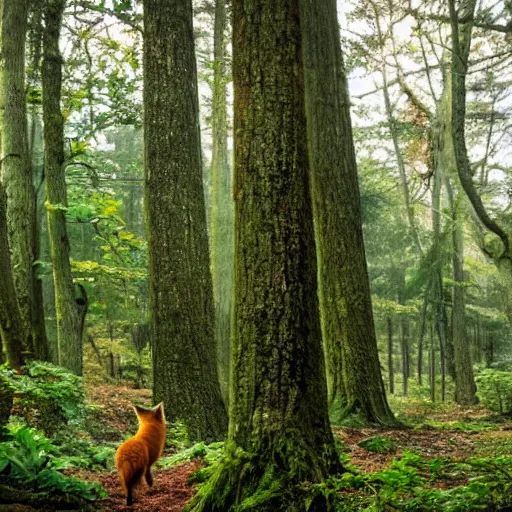 Image similar to a beautiful forest with a fox