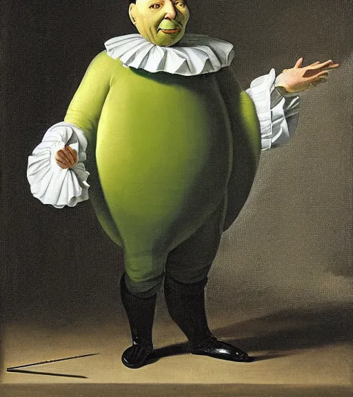 Prompt: Elegant avocado man at night, artwork by Pieter Claesz