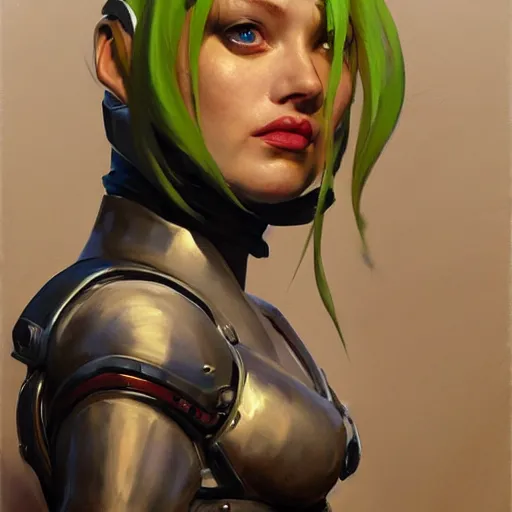 Image similar to greg manchess portrait painting of partially armored leeloo from the 5 th element as overwatch character, medium shot, asymmetrical, profile picture, organic painting, sunny day, matte painting, bold shapes, hard edges, street art, trending on artstation, by huang guangjian, gil elvgren, ruan jia, randy vargas, greg rutkowski