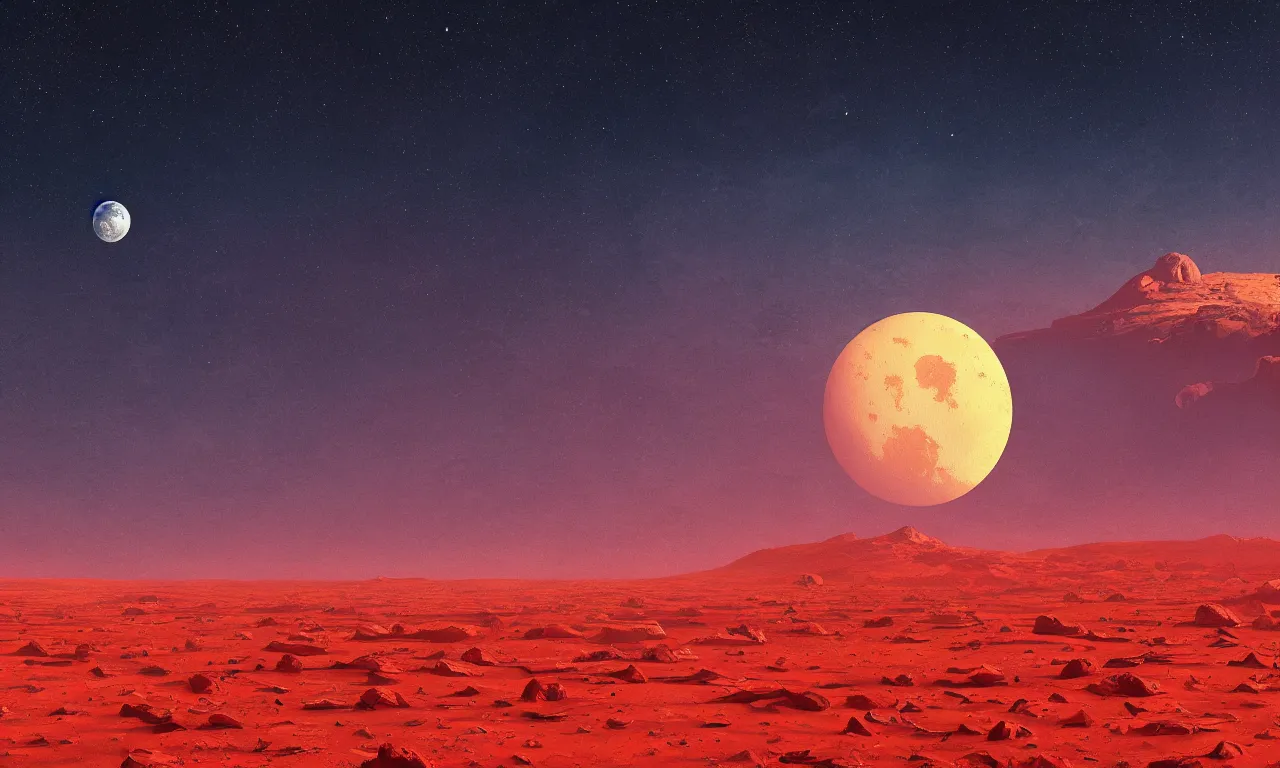 Image similar to mars and moon ground by alena aenami artworks in 4 k