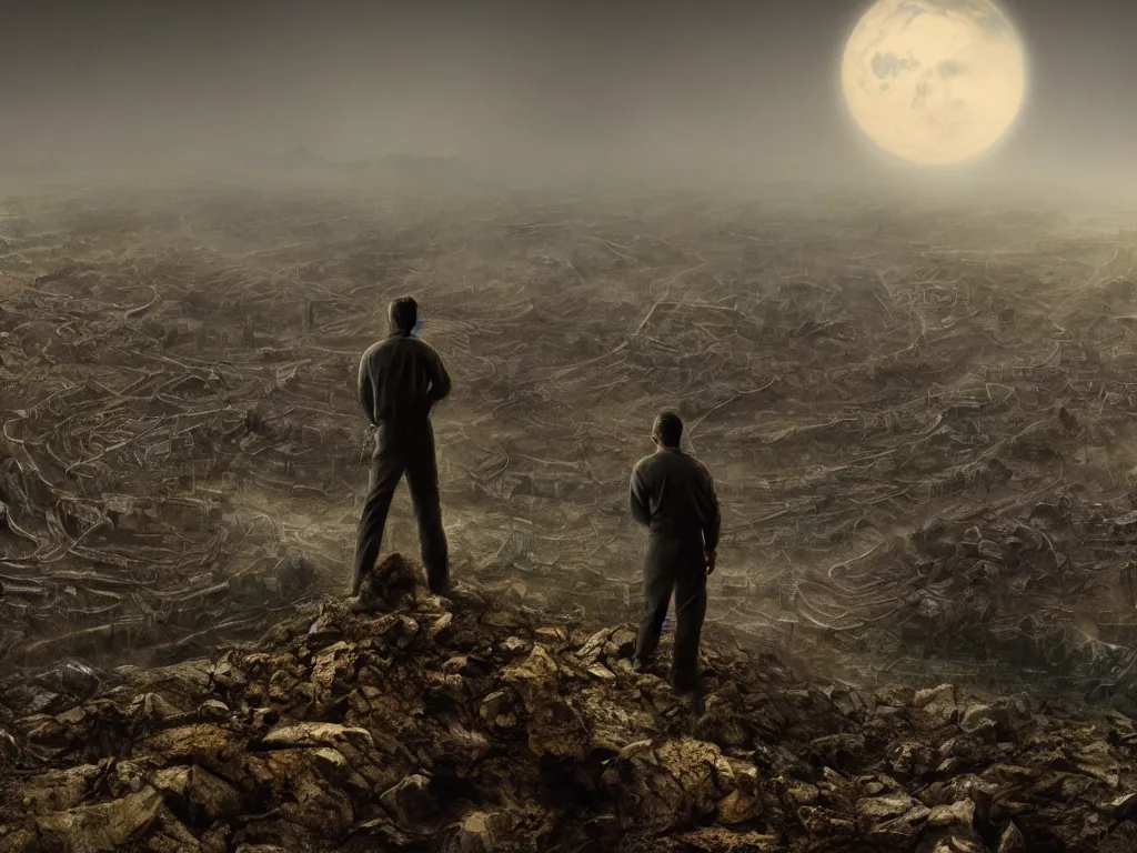 Lester Knight Chaykin standing on windy mountain with Stable